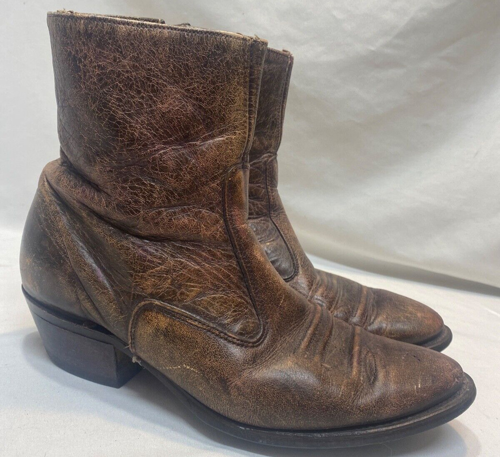 Vintage Texas Womens Western side zip leather ankle cowboy boots 9D